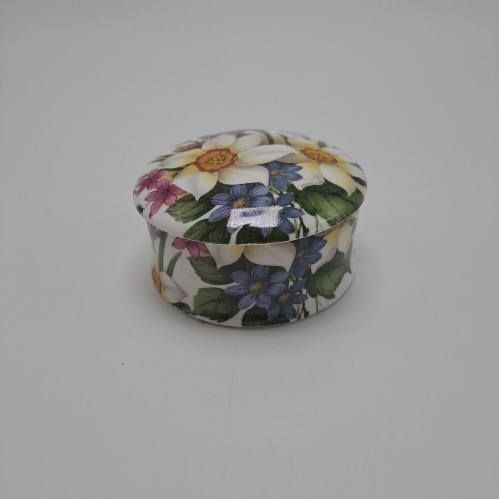 Staffordshire Fine Bone China Floral Trinket Box Made In England
